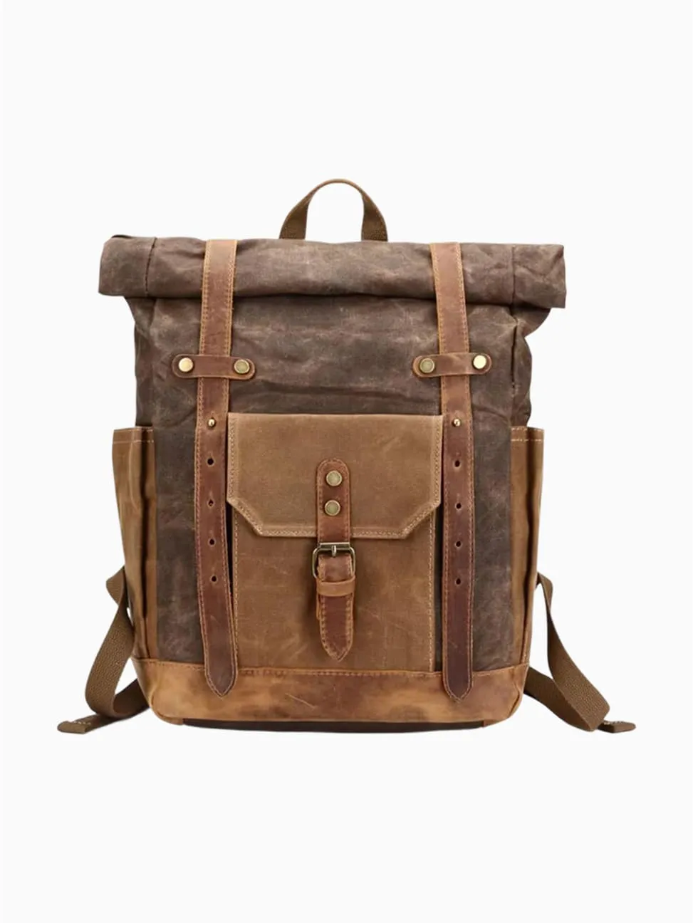 Waterproof waxed canvas leather travel backpack