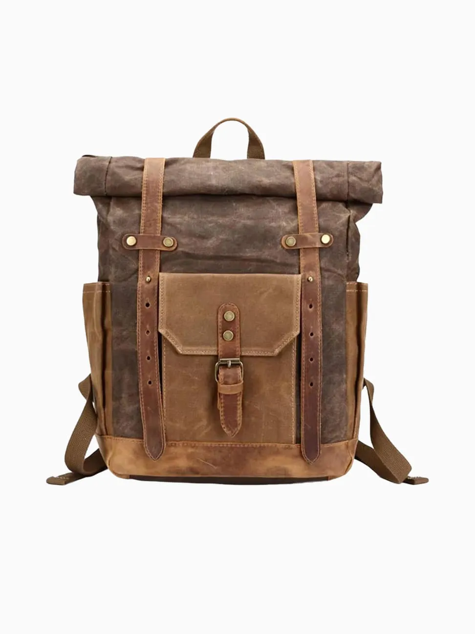 Waterproof waxed canvas leather travel backpack - Image 4