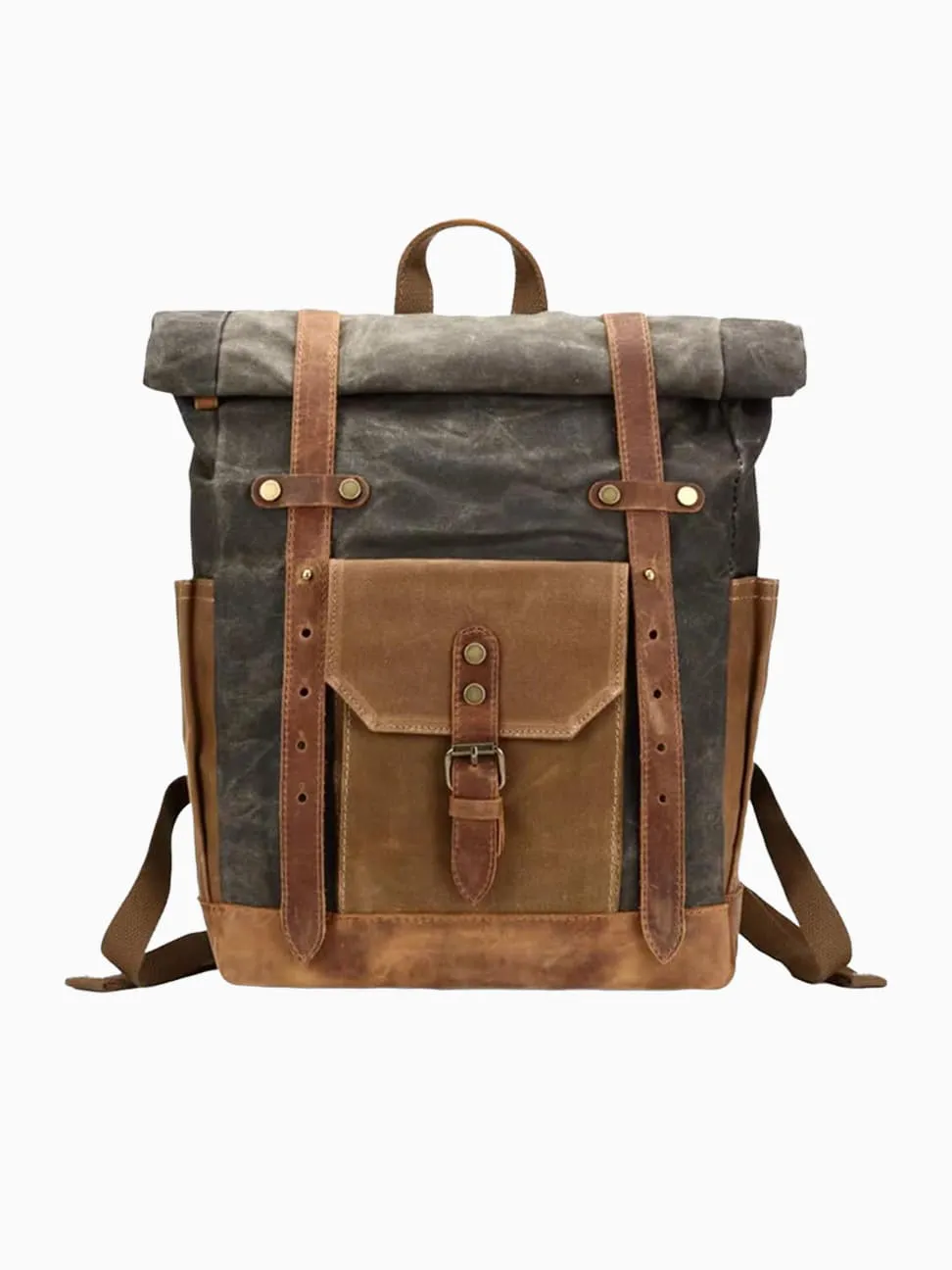 Waterproof waxed canvas leather travel backpack - Image 2