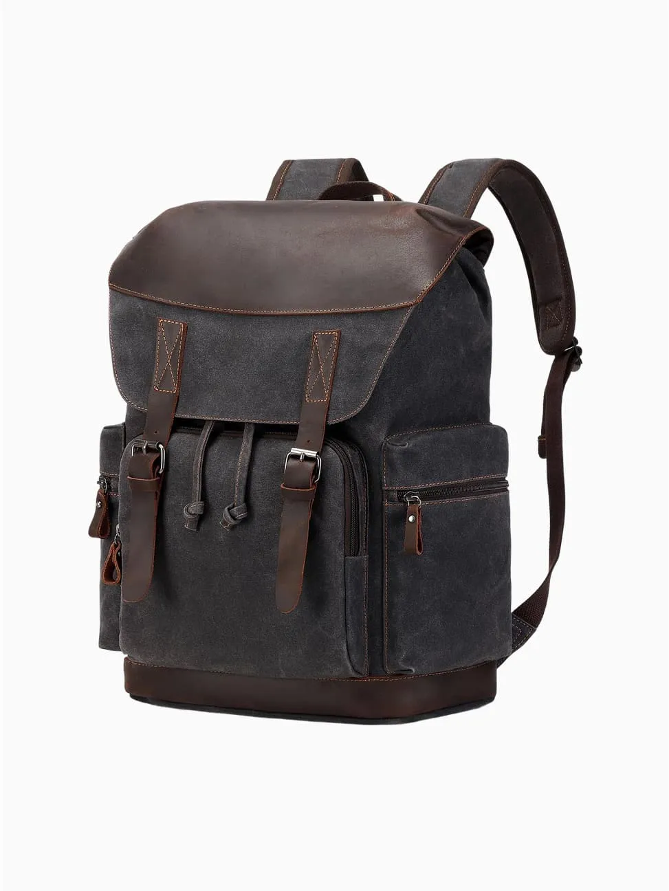Nerlion men’s leather backpack, waxed canvas