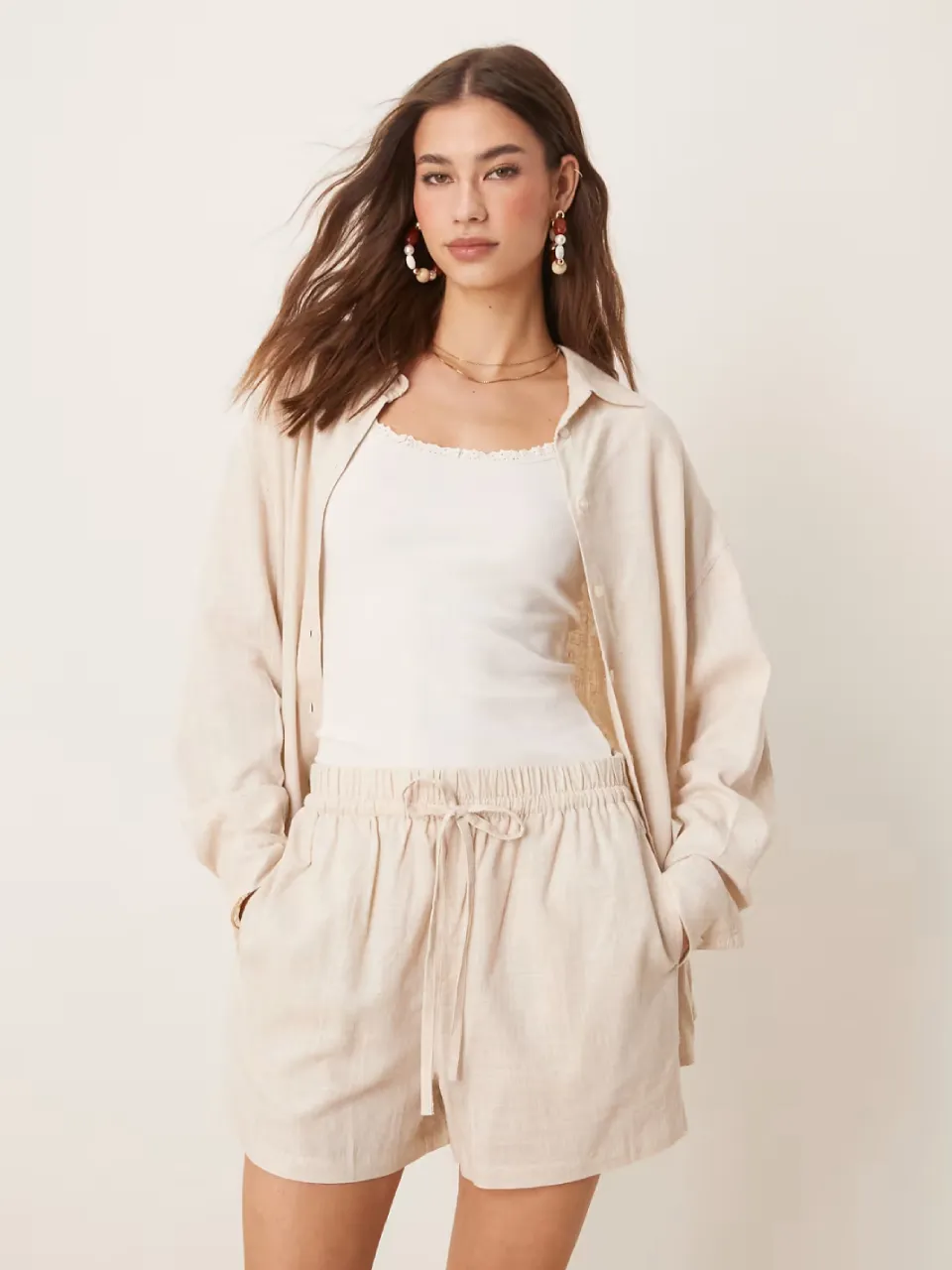 Oversized linen look shirt
