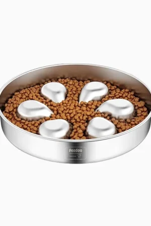 Large Breed Dog Slow Feeder 3 Cup Stainless Steel with Non-Slip Base