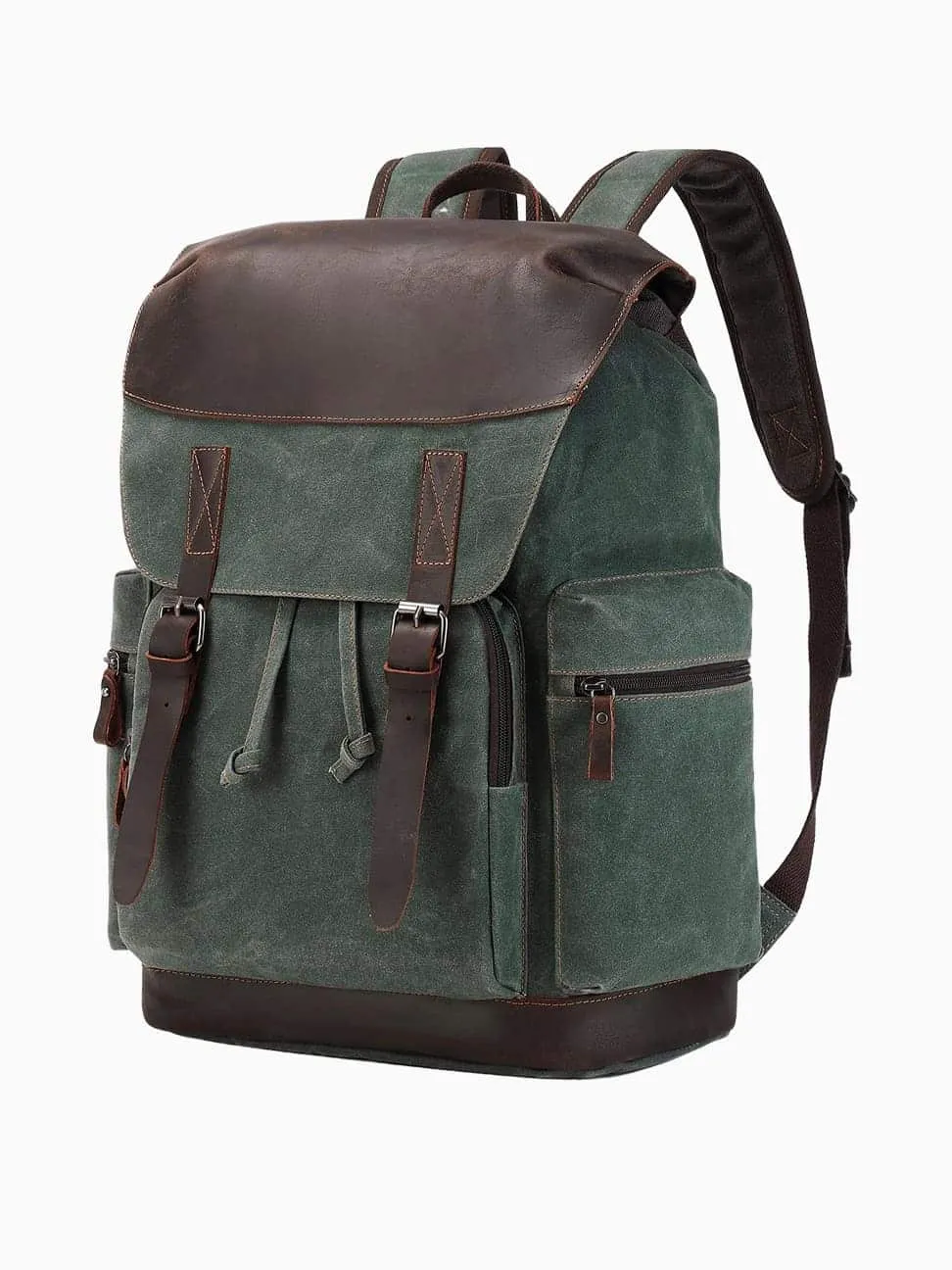 Nerlion men’s leather backpack, waxed canvas - Image 2