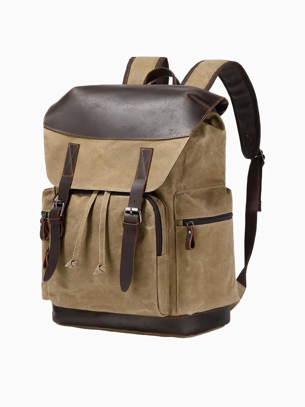 Nerlion men’s leather backpack, waxed canvas - Image 3