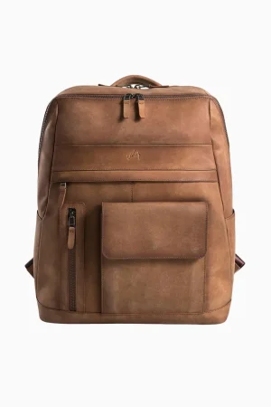 Brown Top Grain Leather Backpack For Women