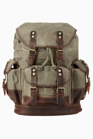 Vintage Waterproof Waxed Canvas Leather Backpack