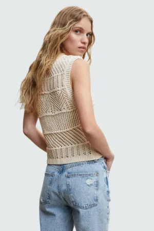 Openwork Knit Cotton Top